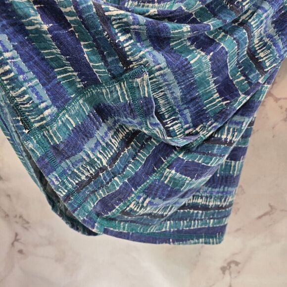 Habitat Shirt Womens Large Blue T Tee V Neck Pockets Artsy Art Mosaic Abstract - Picture 9 of 11